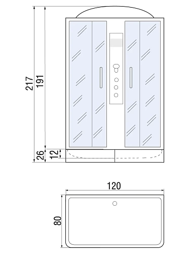 Душевая кабина SENA 120/80/26 TH