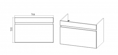 Комплект мебели 80 "Мальта-80" подвесная 1 ящик белый/дуб VIANT (ум.Como-80)