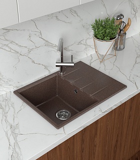 Мойка гранит FOSTO КМ 65-49 "Геба" (метель200)  с сифоном