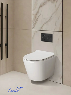 Унитаз подвесной Cerutti  SPA "Luigi Aria Tornado" безободковый сид.дюропл. м/лифт CT11101 АКЦИЯ!!