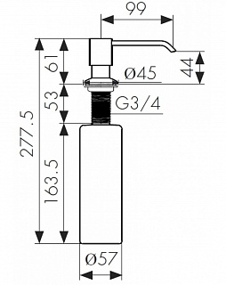 Дозатор для моющих средств встраиваемый в мойку хром 350мм КН-3010 CR