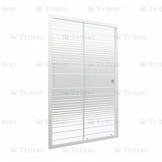 Дверь для душа Triton Слайд 100*185 профиль белый, стекло ПОЛОСЫ