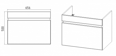 Комплект мебели 70 "Мальта-70" подвесная 1 ящик белый/дуб VIANT (ум.Como-70)