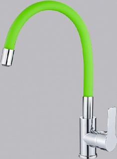 Смеситель д/кухни Haiba HB70112-12 комбинированный силиконовый с гибким изливом (зеленый)
