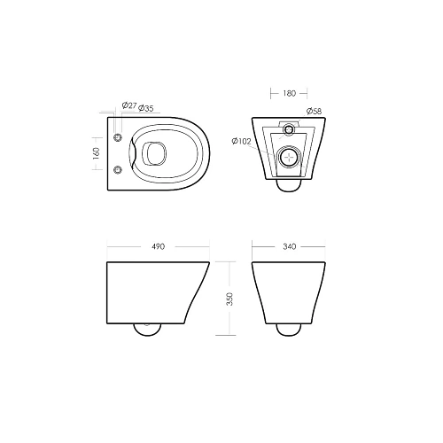 Унитаз подвесной  "BREEZE Rimless" безободковый, сиденье мультилифт(Самара) АКЦИЯ!!