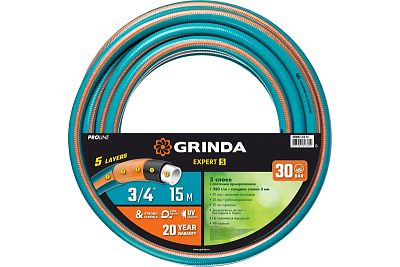 Шланг полив. Grinda EXPERT 5-х слойн., 30атм, армир. PROLine 3/4" - 15 м /бухта (429007-3/4-15)