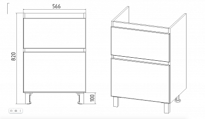 Комплект мебели 60 "Мальта-60" 2 ящика белый/дуб VIANT (ум.Como-60)