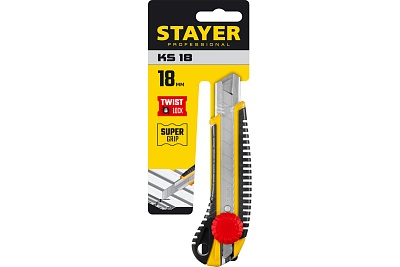 Нож STAYER "KS-18" с винтовым фиксатором. лезв.18мм (09161_z01)